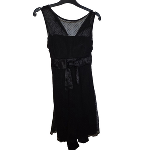 Women's Ruby Rox Black Polka Dot Mesh Sleeveless Dress M